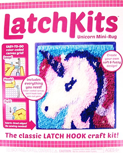 UNICORN Latch Hook Mini-Rug Kit Purple Pink Sewing Yarn Craft Girls Kids For Ages 6+