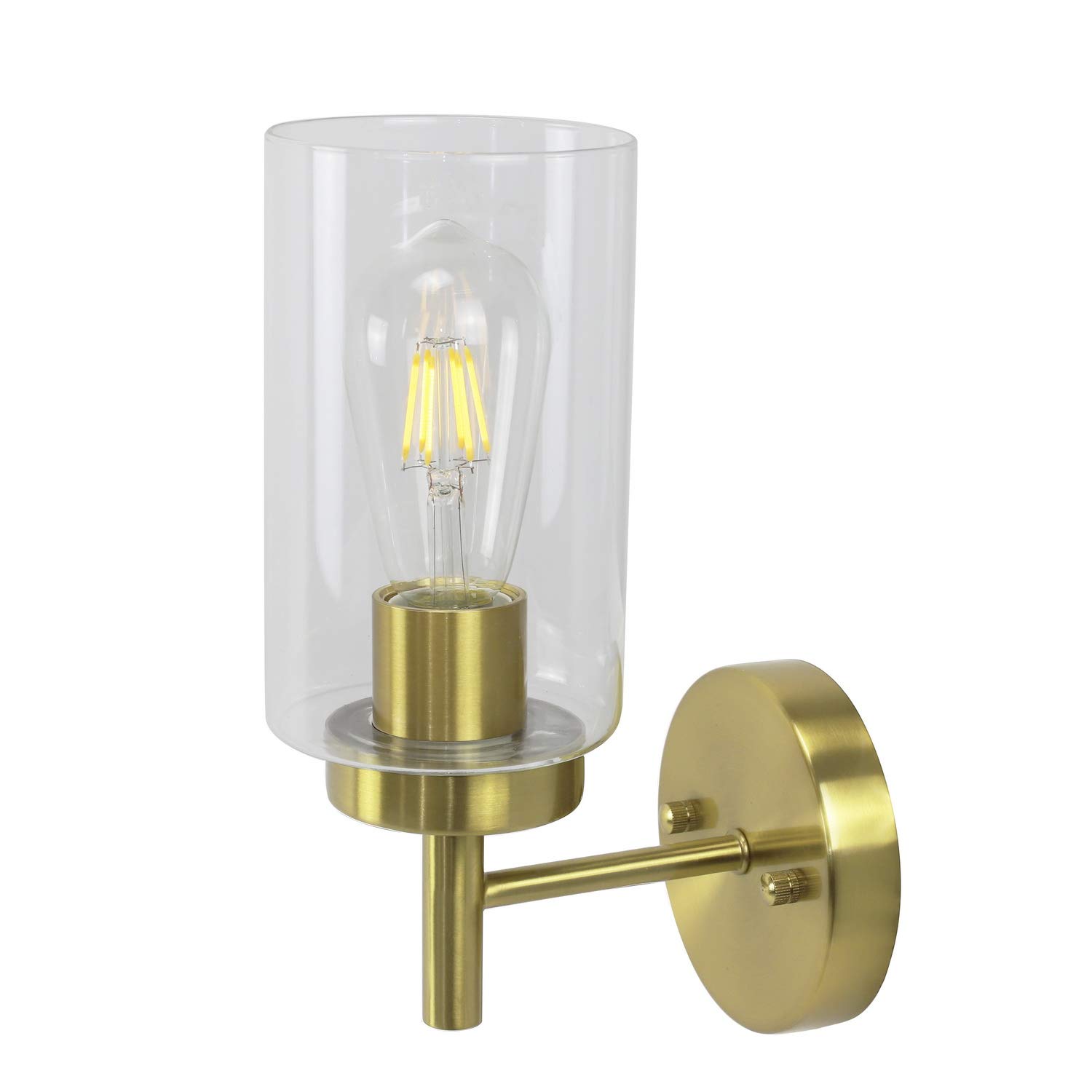 VINLUZ One Light Bathroom Wall Light Fixtures Brushed Brass with