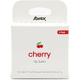 Savex Cherry Lip Balm - Moisturizing Dry Lips Protection Stick 4-pack | 4-Pack, Lip balm stick with moisturizing formula for dry lips, smooth feel, long lasting moisture, travel friendly tube