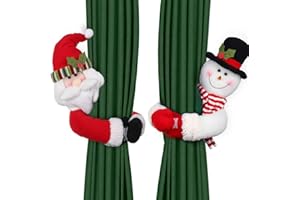 D-FantiX Christmas Curtain Buckle Tieback Set of 2, Santa Snowman Curtain Tiebacks Holdback Fastener Buckle Clamp Window Decorations Wine Bottle Topper Christmas Ornaments Home Holiday Décor 2024