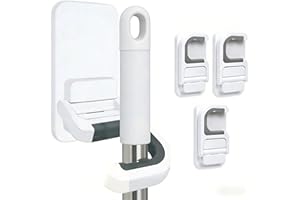 3 Pack Broom and Mop Holder Wall Mount, No Drill Self Adhesive Mop Gripper, C-Type Anti Slip Broom Hanger for Bathroom Kitche