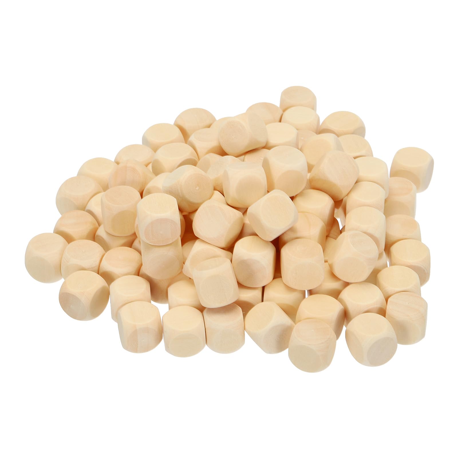 PATIKIL 14mm Blank Wooden Dice, 100 Pack Unfinished Wooden Blocks 6 Sided Wood Cube with Rounded Corners Square Wood Blocks for DIY Craft Projects