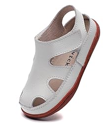 DADAWEN Boy's Girl's Leather Soft Closed Toe