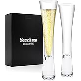 Yaschmo Champagne Flutes Set of 2, Hand Blown Crystal Champagne Glasses, Modern Unique Design, Lead-Free Prosecco Flutes, Elegant Toasting Glasses Gift for Wedding, Anniversary, Birthday, Christmas