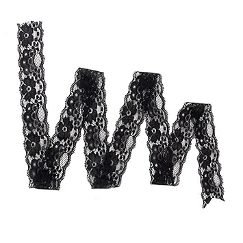 LEORX 5 Yards Spitzenbordüre Spitzenband für Nähen Handwerk DIY-Kleid (schwarz)