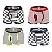 Dardugo Men's Stripe Cotton Boxer Briefs Underwear with Open Fly