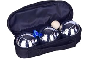 Bocce Ball Set Petanque Boules - 3 Piece Iron Gear Outdoor Lawn Game with Carrying Bag for Garden Backyard Camping Beach Fami