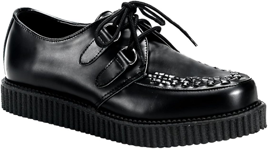 Summitfashions Mens 1 Inch Wedge Platform Creepers Black Leather Lace Up Shoes Mens Sizing Size