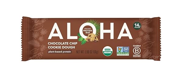 ALOHA ORGANIC PLANT-BASED PROTEIN BAR, CHOCOLATE CHIP COOKIE DOUGH, 1.98 OZ