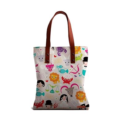 DailyObjects Girls Canvas Zodiac Signs Tote Bag (Multicolour)