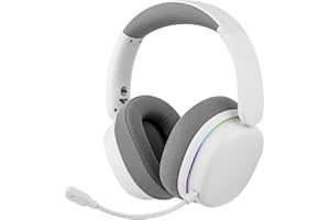 EPOMAKER X Aula G7 Pro Wireless Gaming Headset, Dual Mode BT5.3 & 2.4GHz, 7.1 Surround Sound, 80+ Hour Battery, RGB Light, with Noise Canceling Mic for PS5, PS4, Switch, PC (White)