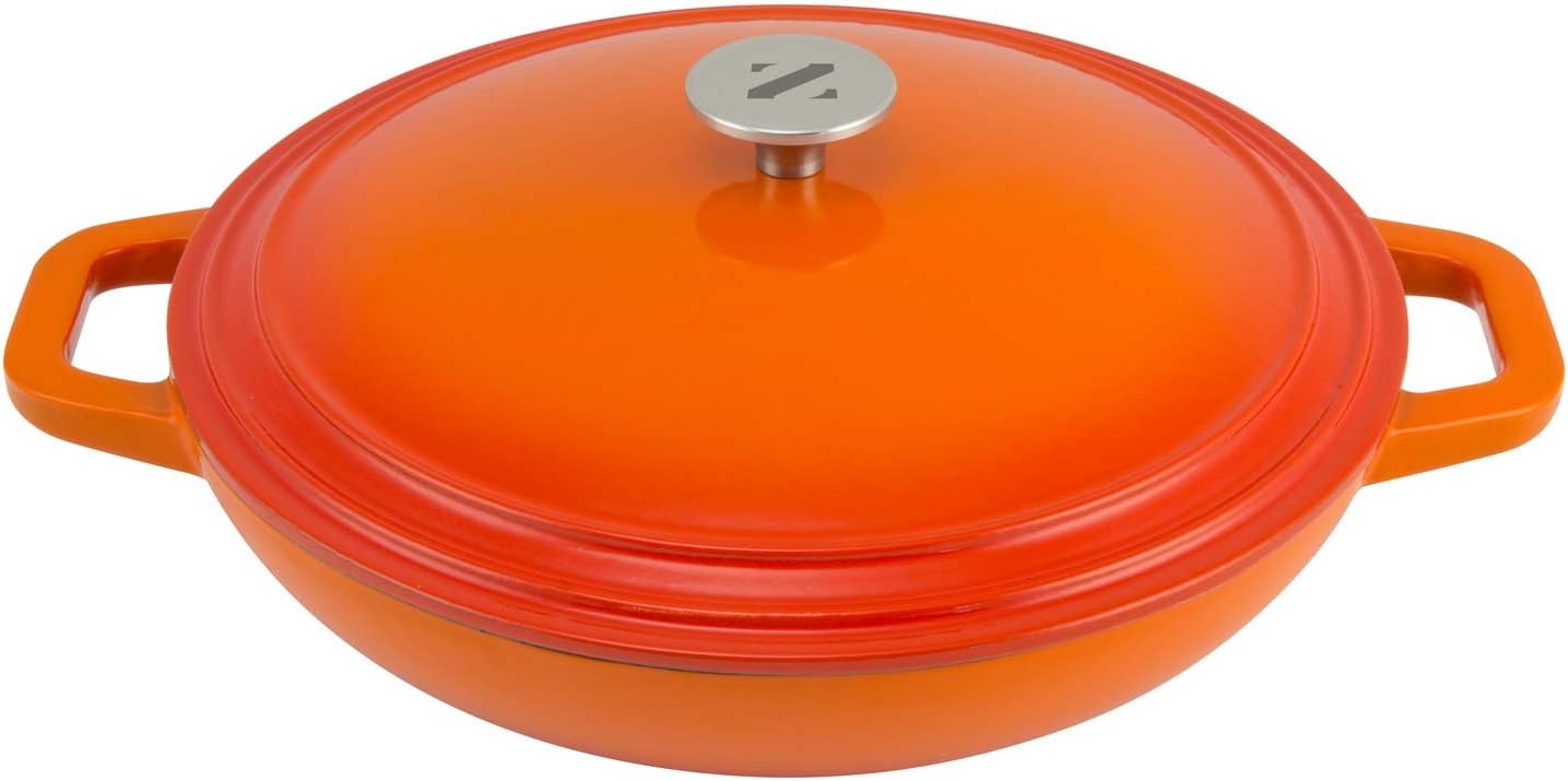 Zelancio Cookware 3 Quart Enameled Cast Iron Casserole Dish with lid