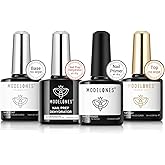 Modelones Nail Dehydrator and Primer with Gel Base & Top Coat Set, Acid Free Acrylic Nail Supplies Primer Glossy Gel Nail Pol