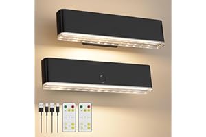 Battery Operated Wall Sconce Set of 2 Wireless Wall Lamp with Remote Control & Touch Control Rechargeable LED Wall Lights 3 C