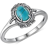 Biduanro Genuine Turquoise Ring for Women 925 Sterling Silver Leaf Ring Vintage Boho Nature Gemstone Real Turquoise Jewelry for Women
