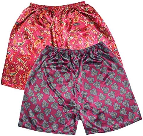 (Pack of 2) Mens Sleepwear - Silk Couture Boxer Shorts / Pajama Shorts M-L Multicolor