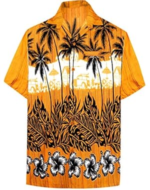 Button Down Summer Casual Tropical Pocket Hawaiian Aloha Beach Shirts for Men Camp