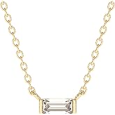 Abshel 18k Gold Minimalist Rectangle Crystal Birthstone Pendant Necklace - A Choice for Valentine's Day, Birthday Gifts for Women, Stocking Stuffers for Girls Teen