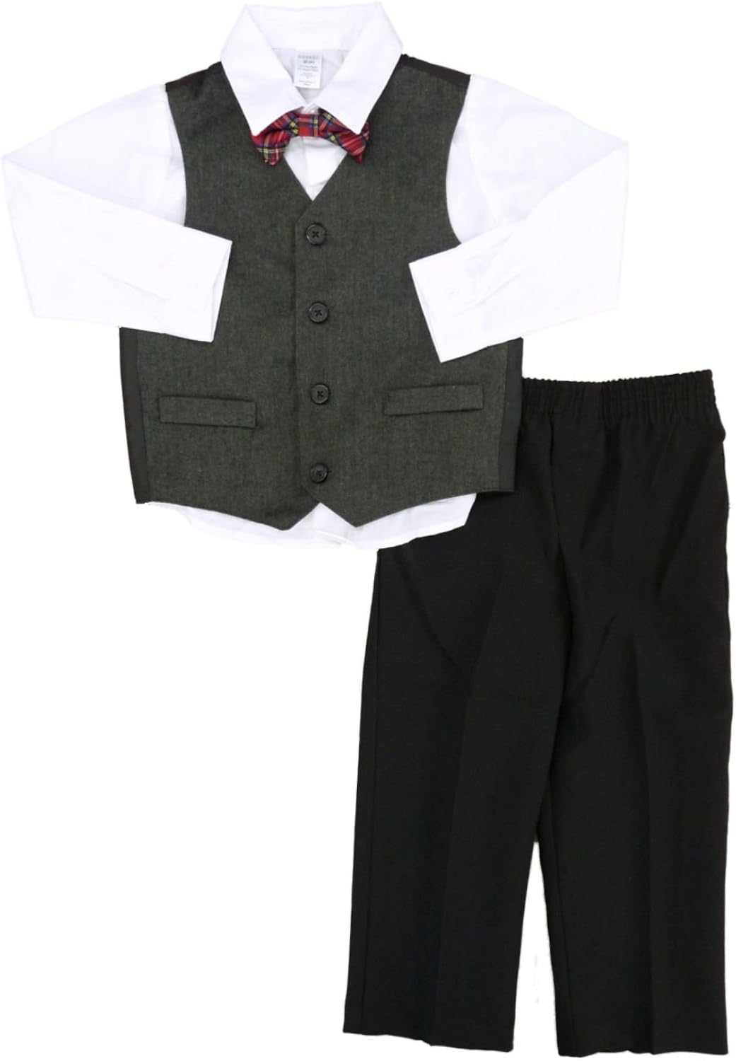 Infant Toddler Boys White Shirt Vest Bowtie Pants 4P