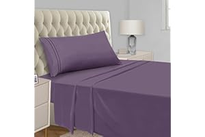 Mejoroom Twin Sheet Set - Kids Sheet & Pillowcase Sets - Hotel Luxury Twin Sheets for Boys Girls -Deep Pocket Fitted Sheet,Hypoallergenic,Wrinkle& Breathable,Fade Resistant - 3 Piece(Twin,Purple)