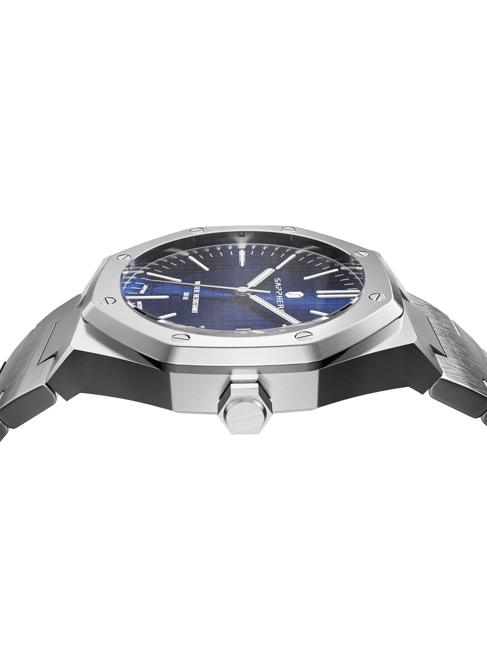 SAPPHERO Watches Men's 30M Waterproof Watch Men's Stainless Steel Octagonal Men's Watch Silver Quartz Japanese Movements Business Casual Luminous Watch with Date