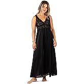 SHADOWLINE Women's Long Flowy Figure Flattering Cap Sleeve Nightgown– Silky Floral Soft Lace Lingerie Elegant Sleepwear