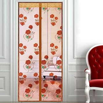 Silk Road Magnetische fliegengittertür,Hook & Schleife fiberglas siebgewebe Anti-moskito-Bug-Vorhang -braun 100x210cm(39x83in