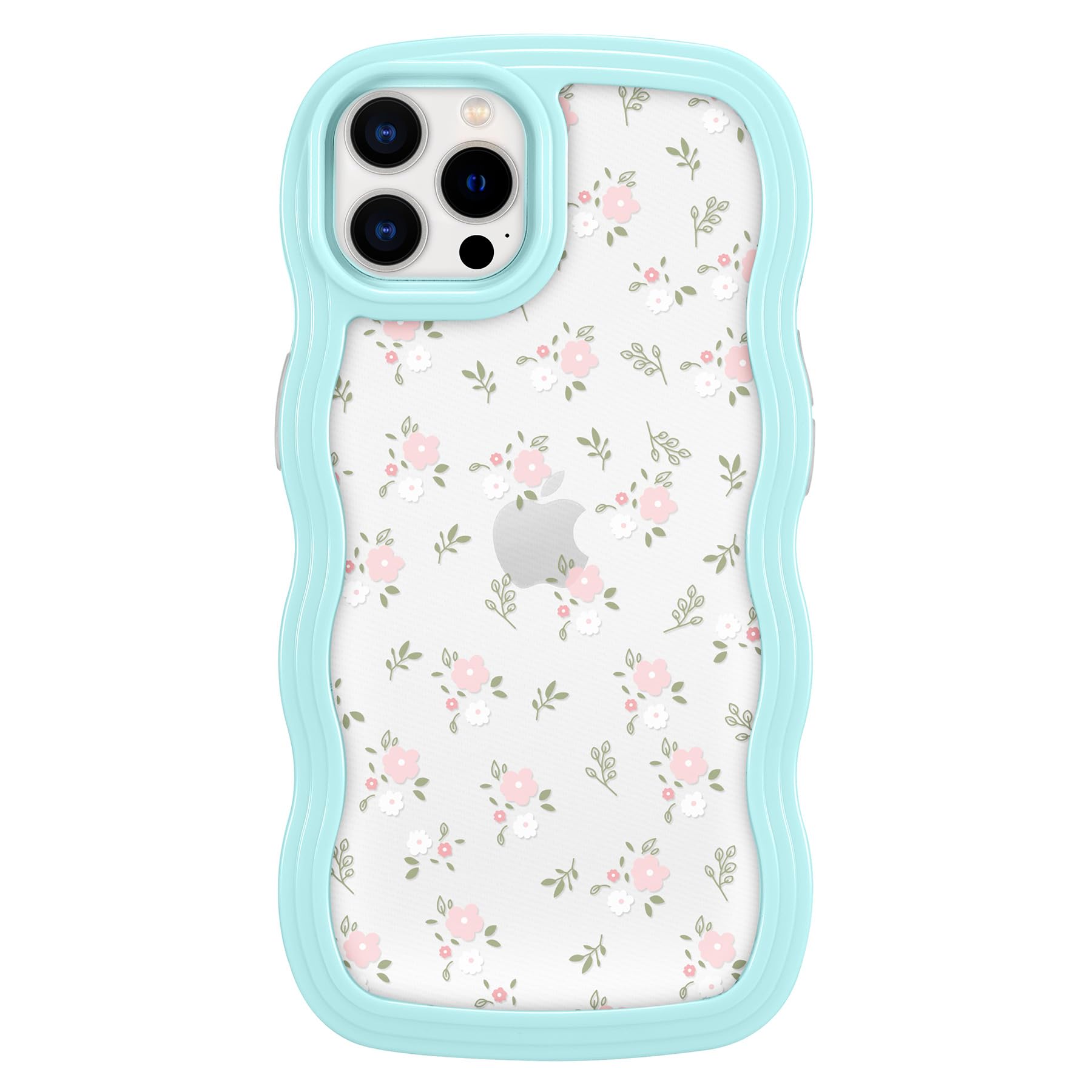 ZCDAYE Floral Case Compatible with iPhone 14 Pro Max, Aesthetic Flower Pattern Cute Curly Wavy Shape Phone Case for Women Girls,Soft TPU Shockproof Cover for iPhone 14 Pro Max (6.7 inch),Light Blue โ image 1