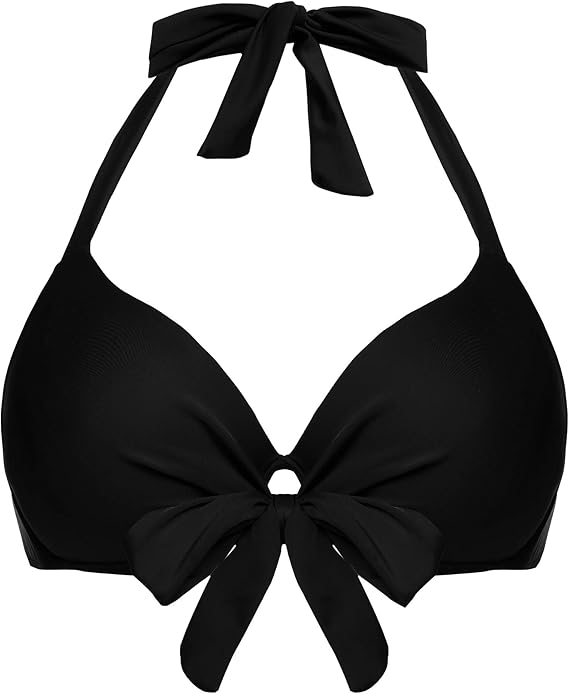 Damen BügelBikinioberteil, zierliches NeckholderBikinioberteil, Push