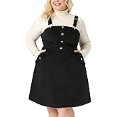 Agnes Orinda Plus Size Overall Dress Corduroy Pinafore Short Dress for Women Adjustable Strap Suspender Skirt