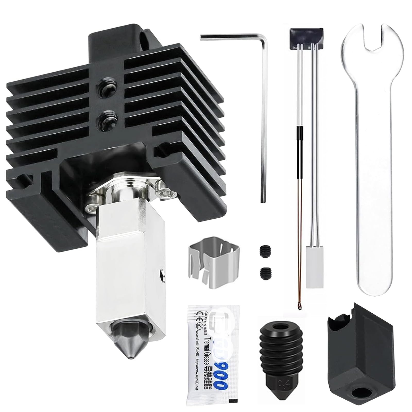 Hotend Amélioré HIKUDIY Pour Bambu Lab P1S/P1P - Bloc Cuivre, Buses 0.2/0.4/0.6mm, Titane - Kit Complet