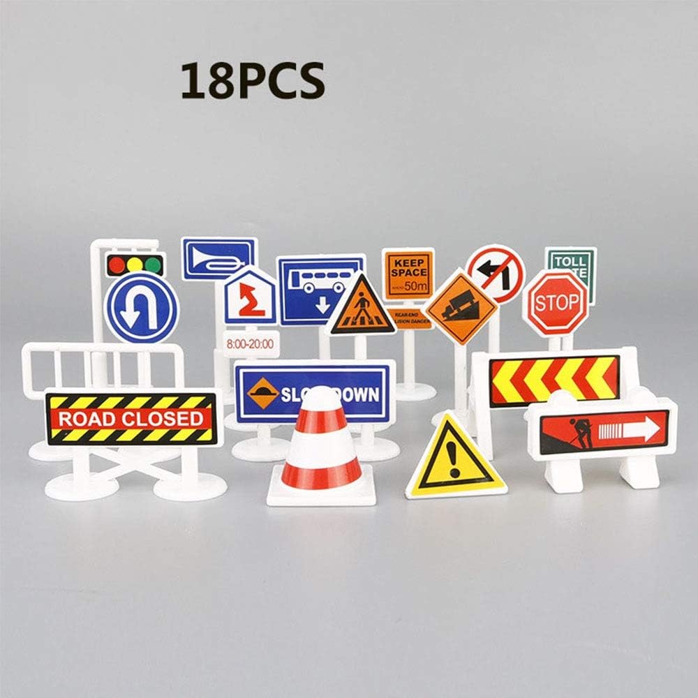 Zamango 18PCS Traffic Signs Children's Educational Toys for Traffic Knowledge Learning, Kids Sign Road Sign Roadblock Traffic Sign