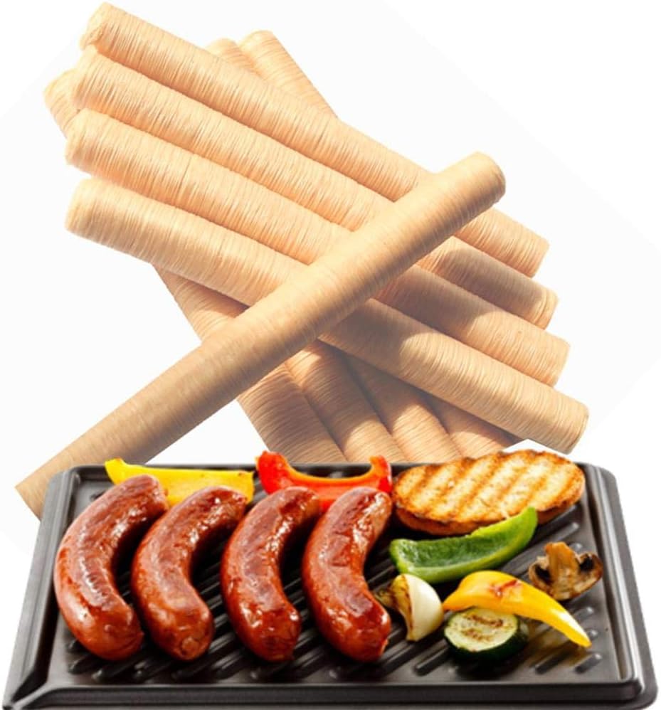 shewt Natural Collagen Casing Sausage, 14M 26MM Casings Hot Dog Roast Sausage Eatable Collagen Protein Casings Sausage Ham