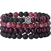 Fengling 4 PCS Beaded Crystal Bracelet for Women 8mm Natural Gemstones Handmade Bracelet for Girls Healing Stretch Bracelets Crystal Jewelry for Women Gifts