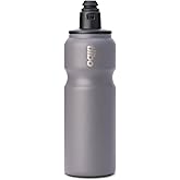 tiibo Vacuum Insulated Stainless Steel Bike Water Bottle, Double Wall, No-Squeeze, Fast Flow Sport Nozzle, Designed for Cycling, Biking, Fitness & Sports, Fits Most Bike Cages (Gray, 17OZ)