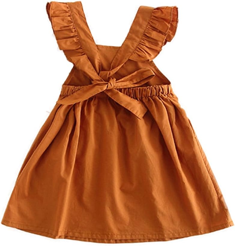 Toddler Girl Summer Dress Ruffle Sleeveless Backless Cotton Dresses for Baby Girls