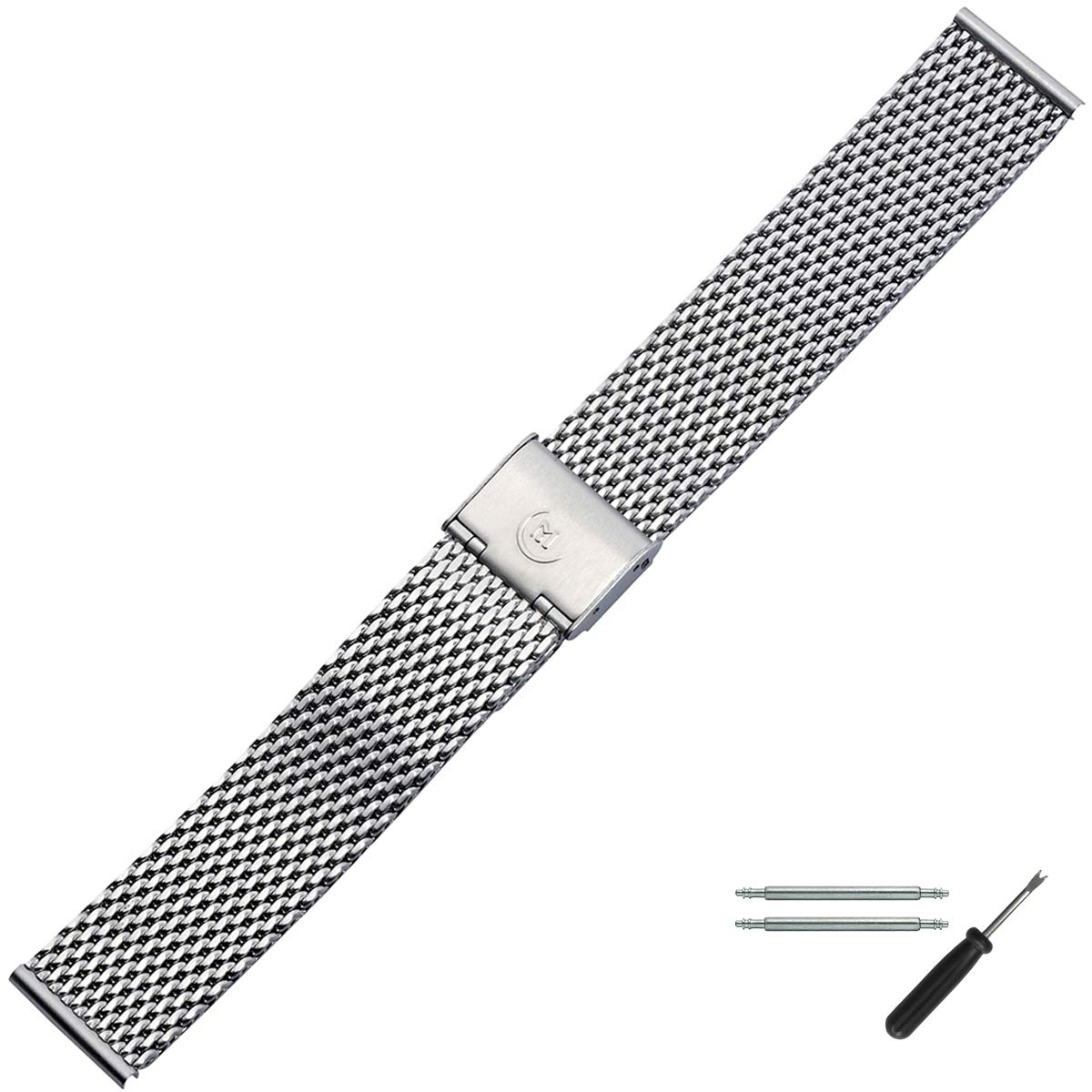 MARBURGER Watch Strap 20 Mm Stainless Steel Silver Mesh/Milanaise Set 84907200020