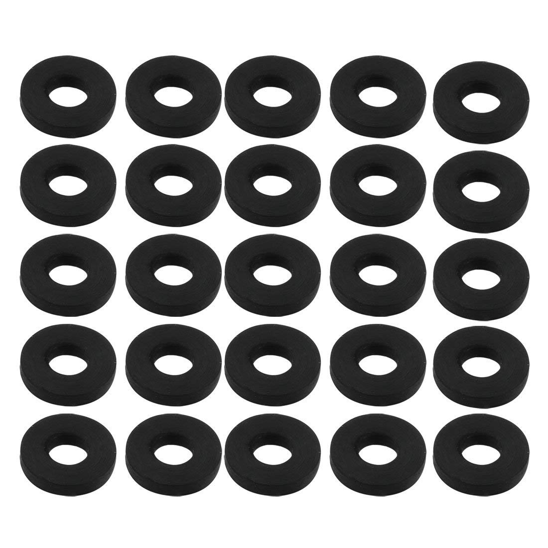 TOP-VIGOR 25Pcs Rubber Flat Washers, 14mm OD 6mm ID 2.5mm Thickness Heavy Duty Black Rubber Grommet Vibration Damping Pads Sealing Gasket Washers for Faucet Pipe Water Hose Fastener Bolt