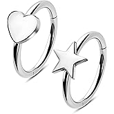 Jewseen 20g Nose Rings Hoops 316L Surgical Stainless Steel Nose Piercing Jewelry Helix Tragus Conch Rook Earrings Hinged Segment Lip Ring for Women Men