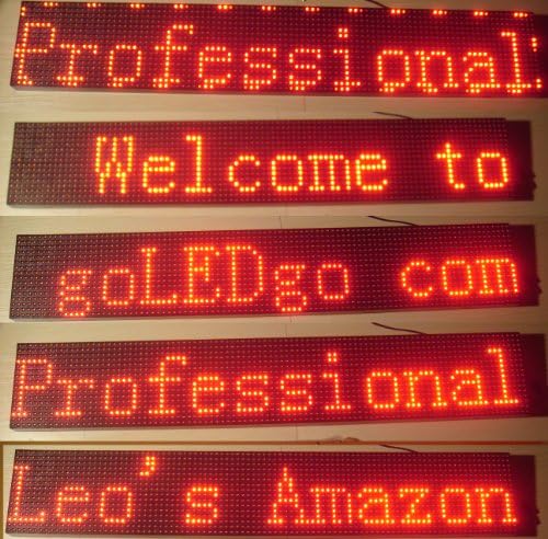 LED Banner 1 RED color Moving Message sign Scrolling Programmable Utra Thin and light weight CableLess USB Memory Control, Size:38"x6.5"x1.2", banner01R Electronics sign by goLEDgo com Design and produced by goLEDgo
