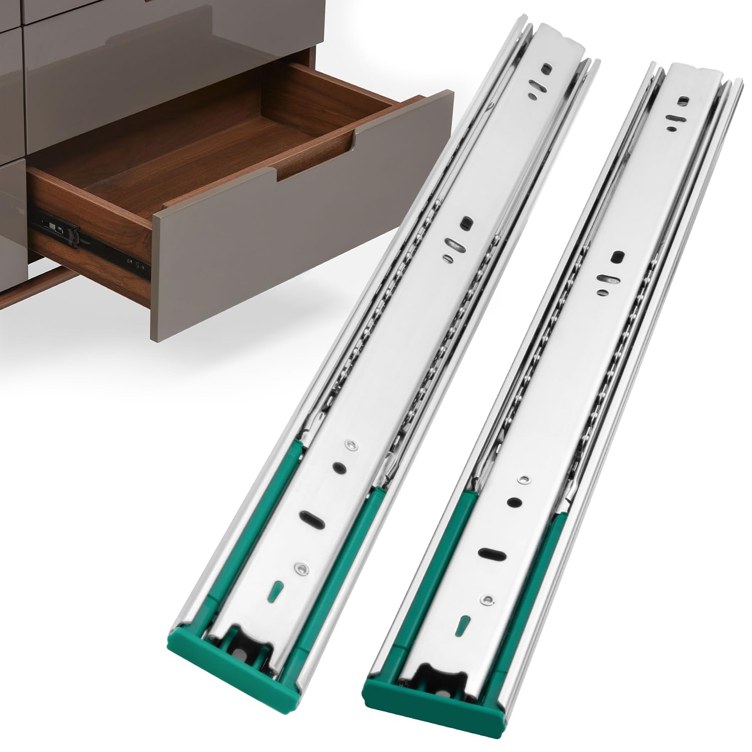 Photo 1 of homdiy 5 Pairs Soft Close Drawer Slides 14 Inch Heavy Duty Side Mount Dresser Cabinet Rails Metal Ball Bearing and Full Extension Kitchen Cabinet Drawer Runners 100 LB Capacity