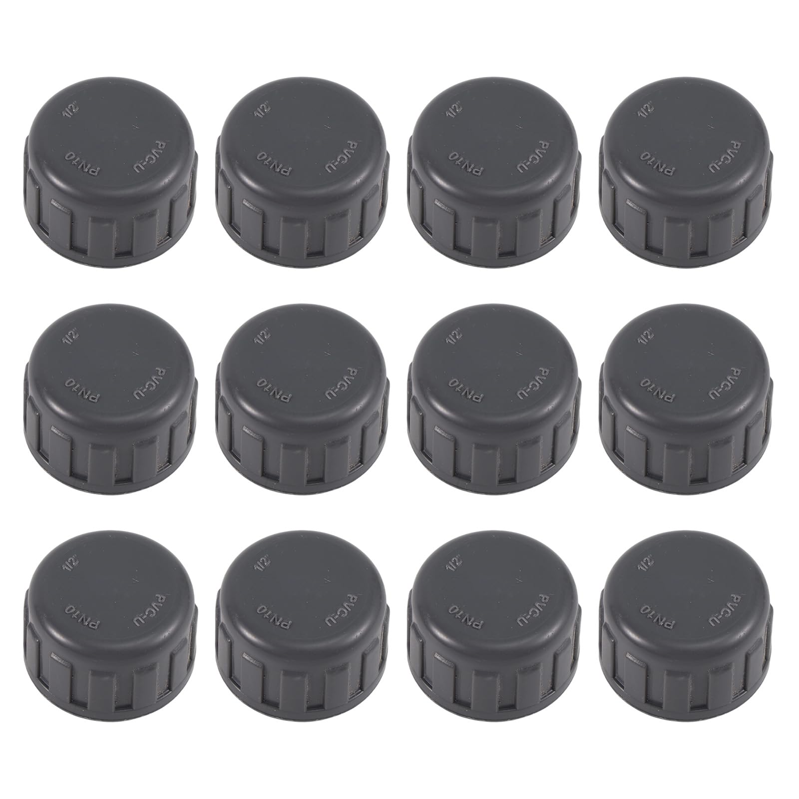 Photo 1 of 12pcs 1/2 Inch PVC Pipe Fitting End Female Thread Cap Plug Adapters, PVC Sprinkler Head Cap Off for Plumbing DIY Projects Drip Irrigation Systems & Garden Hose Pipe Repair Kit, BSPT Connection (Grey)