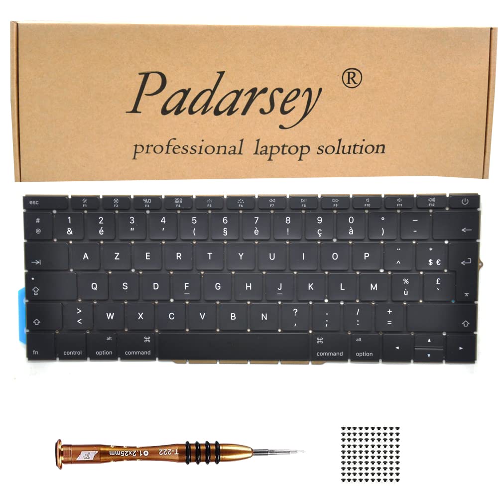 Pardarsey Replacement Clavier Français Keyboard Compatible with MacBook Pro 13 Inch A1708 Without Touchpad Bar MacBookPro14,1 MacBookPro13,1 A1708 Late 2016 Mid 2017 with 80 Screws Screwdriver
