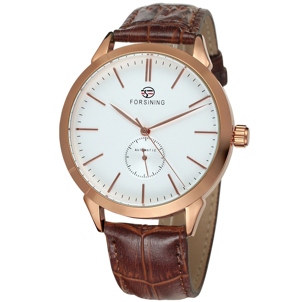 Forsining Men's Casual Automatic Self-Wind Analogue Dial Fashion Leather Brand Wrist Watch FSG8083M3R1
