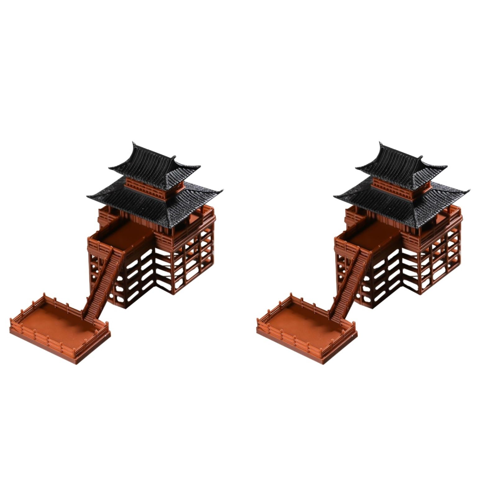 POPETPOP Miniature Pavilion Statue 2-Pack Chinese Style Garden Pagoda Figurines Lightweight Indoor Outdoor Home Decor Ornament