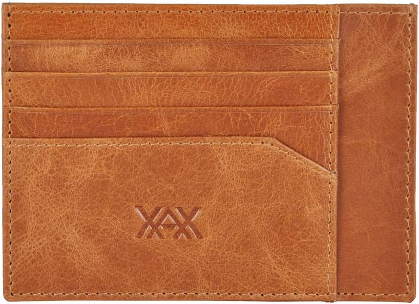 XAX Genuine Leather Credit Card case/Slim Card Wallet, Tan