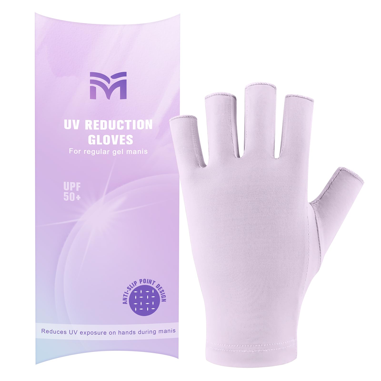 Migliore Wear UV Gloves for Gel Nails with Anti-Slip Palm, Anti UVA&UVB 9999+ UV Protection Gloves for Nail Lamp, Fingerless UV Gloves for Skin Care UV Resistant