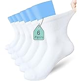 Aisesine Men's Diabetic Socks Extra Width for Swollen Wide Feet,Neuropathy,Bariatric,Non Binding Loose Fit Ankle Sock 6 Pairs