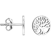 SOFIA MILANI - Solid 925 Sterling Silver Earrings for Women - Tree of Life Stud Earrings - 20486