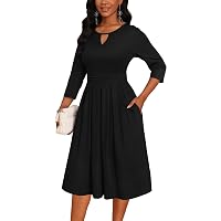 green emerald velvet dress Nmoder Women Casual Midi Semi Formal Fit and Flare 3/4 Sleeve A-line Wrap  Empire Waist Dress for Church Work Wedding Guest Cocktail Dresses Green 3XL  at Amazon Women's Clothing store
